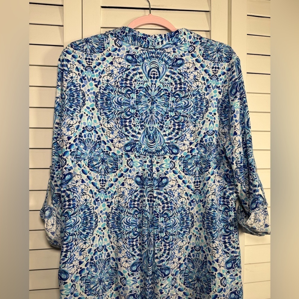 Lilly Pulitzer Women’s Lillith Tunic Blue White Dress “Call My Shell Phone” Med - Picture 6 of 9